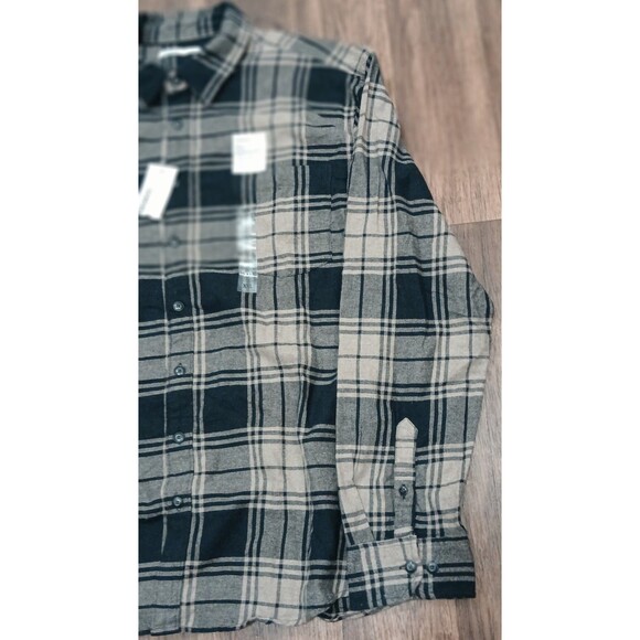 Sonoma Men's XXL Flannel Shirt NWT Plaid Black Tan L/S Button Up SuperSoft - Picture 3 of 9